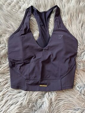 Gymshark Dark Charcoal Racerback Longline Sports Bra